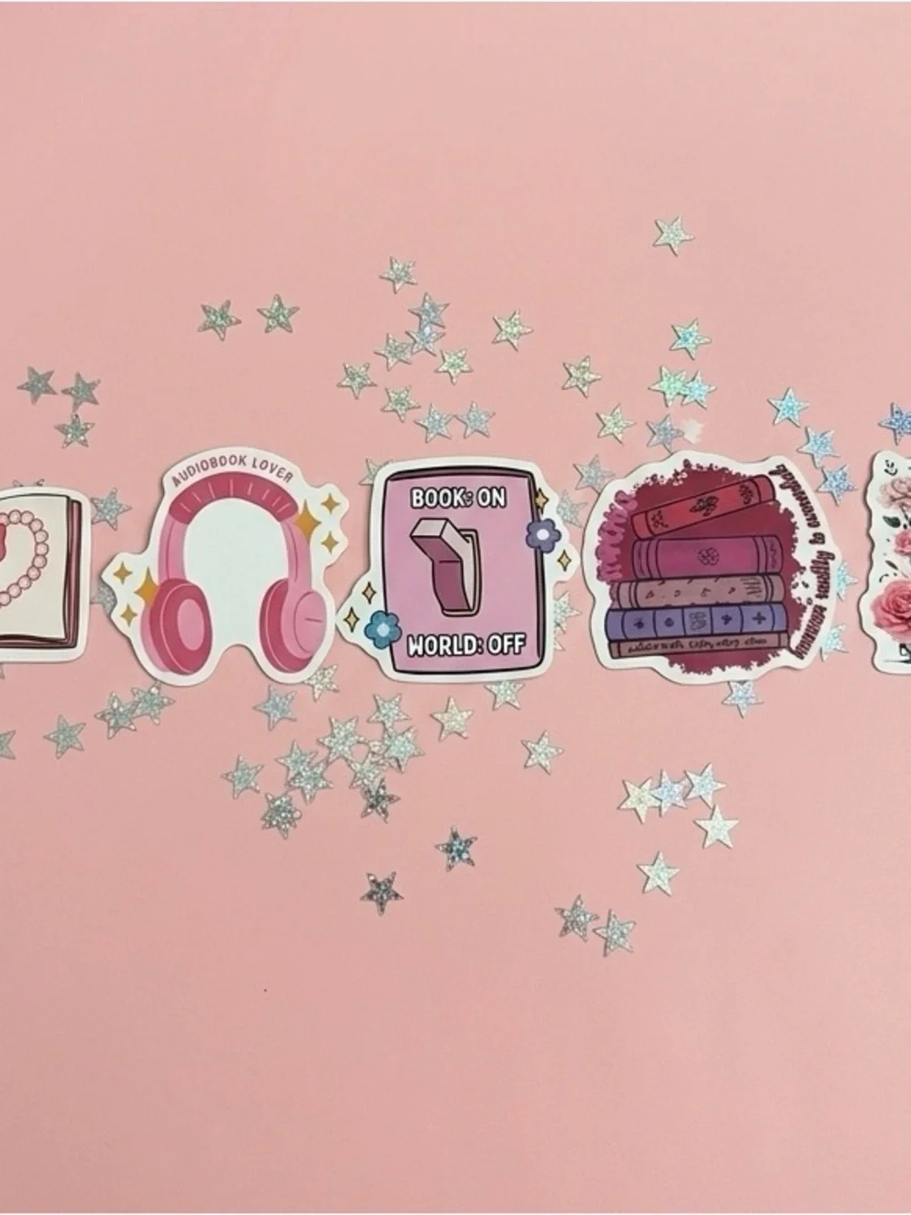 Pink Audiobook Lover Stickers Set for Kidle Accessories